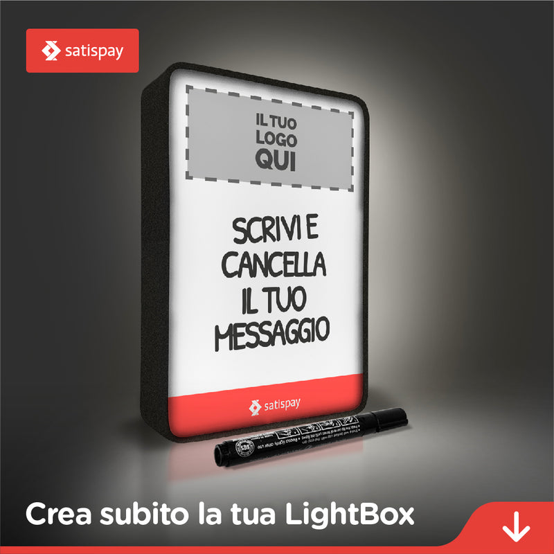 SATISPAY LightBox Scrivi e Cancella - CAMPIONE NON IN VENDITA
