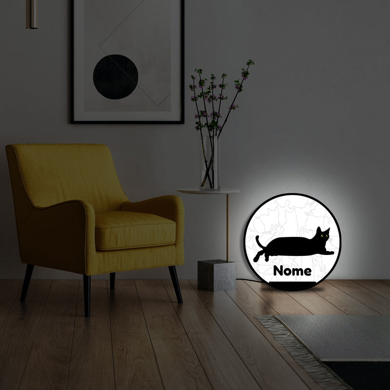 Lampada silhouette gatto 10 con nome personalizzato
