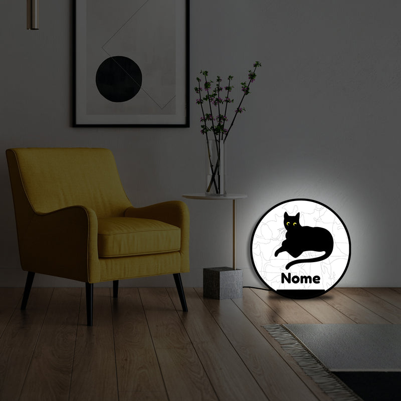 Lampada silhouette gatto 11 con nome personalizzato