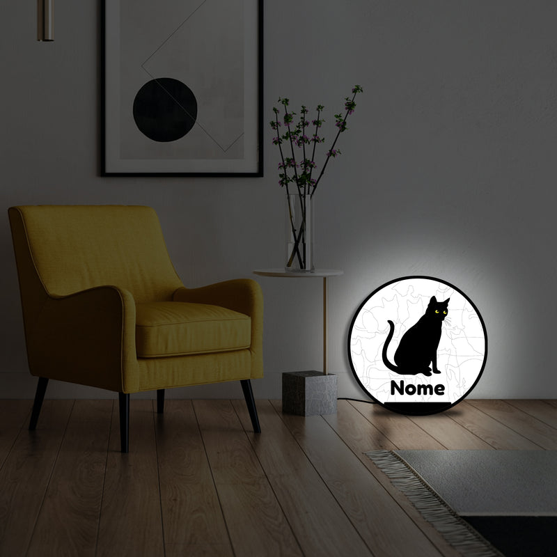 Lampada silhouette gatto 1 con nome personalizzato