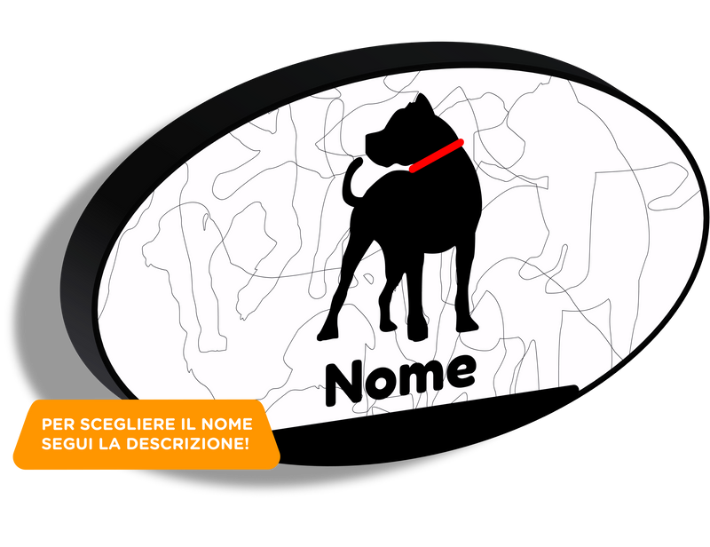 Lampada silhouette cane 2 con nome personalizzato