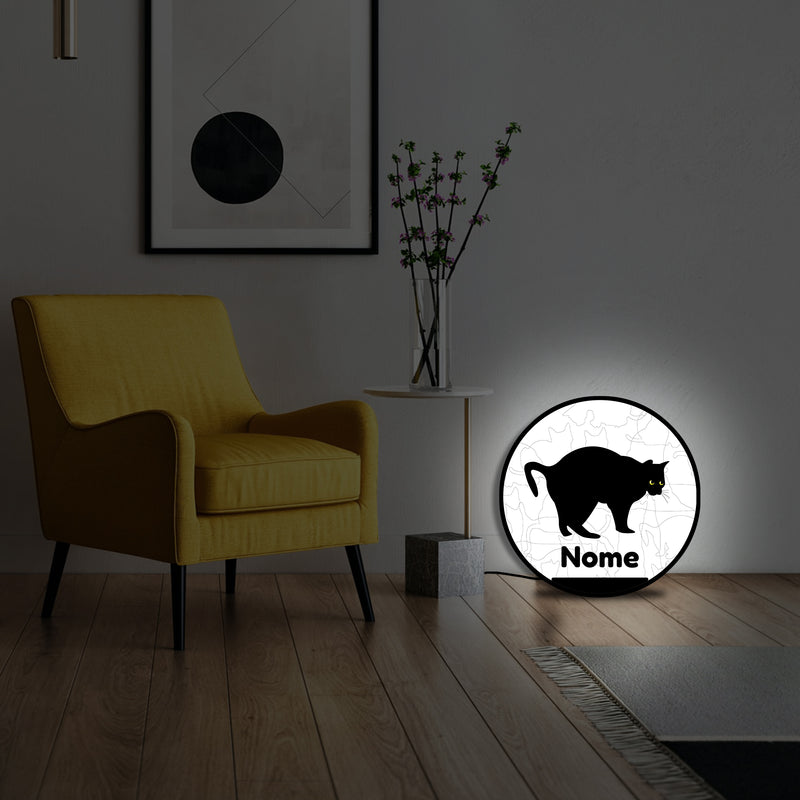 Lampada silhouette gatto 2 con nome personalizzato