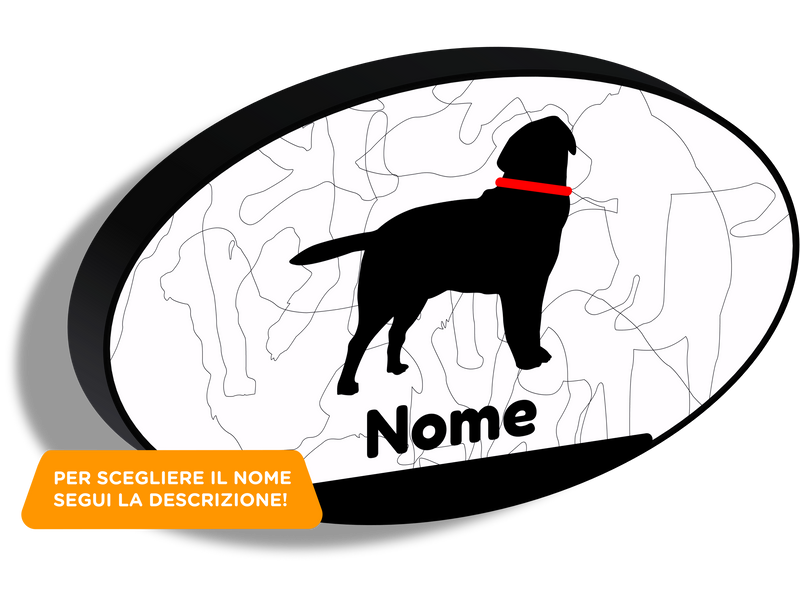 Lampada silhouette cane 3 con nome personalizzato