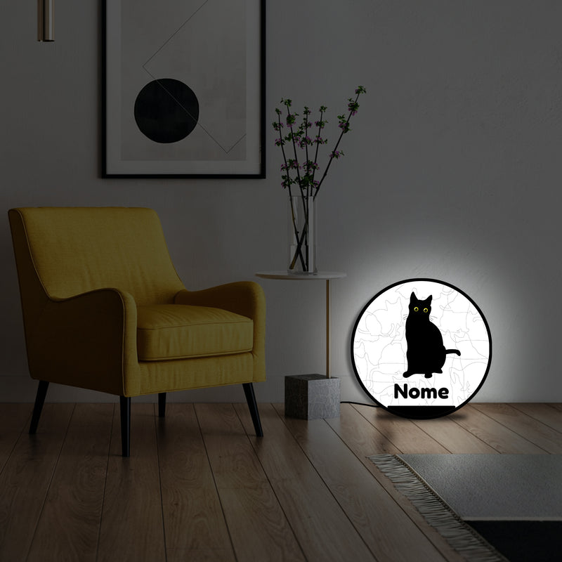 Lampada silhouette gatto 3 con nome personalizzato