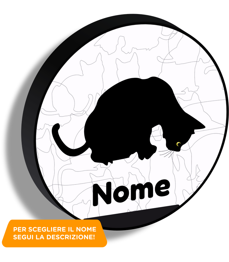 Lampada silhouette gatto 4 con nome personalizzato