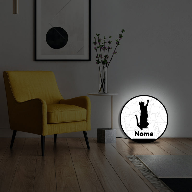 Lampada silhouette gatto 6 con nome personalizzato