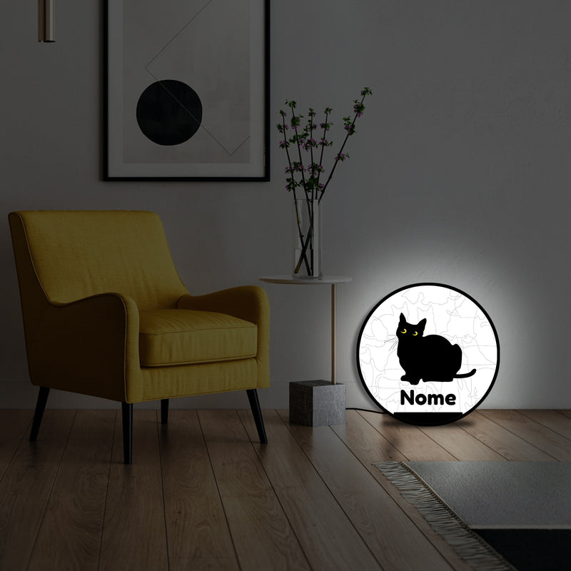 Lampada silhouette gatto 7 con nome personalizzato