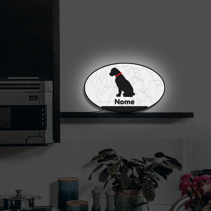Lampada silhouette cane 7 con nome personalizzato