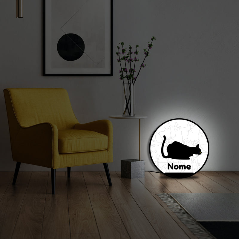 Lampada silhouette gatto 8 con nome personalizzato