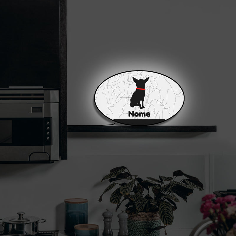 Lampada silhouette cane 9 con nome personalizzato