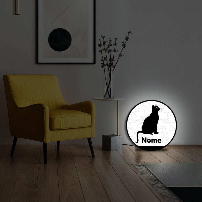 Lampada silhouette gatto 9 con nome personalizzato