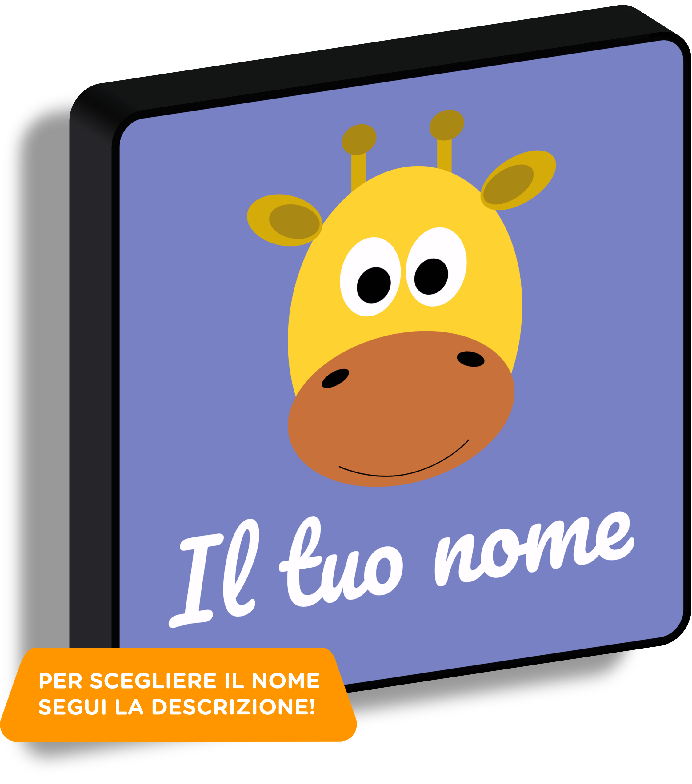Telo Mare Personalizzato Con Nome E Giraffa In Microfibra 100x200 Cm - Asciugamano Da Spiaggia Gigante E Originale