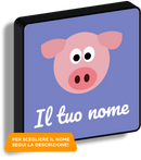 Lampada quadrata maialino con nome personalizzato